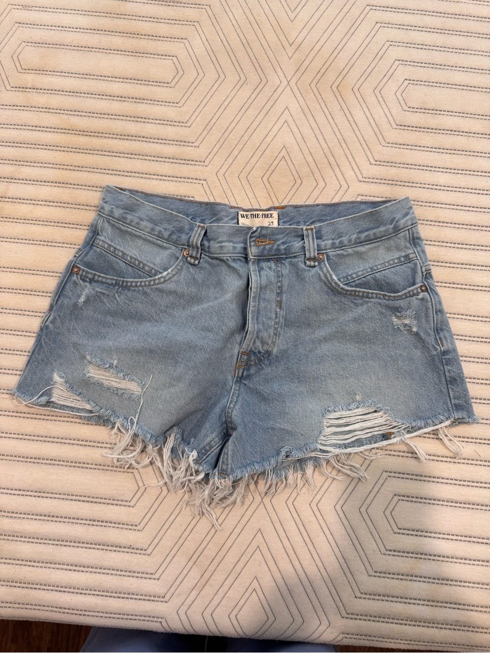 We The Free Distressed Light Blue Denim Cutoff Shorts